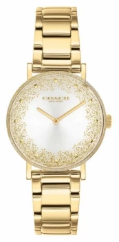 Coach Womens Perry Gold Plated Steel Bracelet Silver Watch