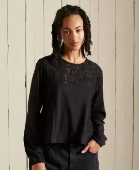 Superdry Bohemian Lace Long Sleeved Jersey Top
