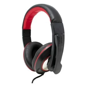 Jedel Gaming Headphone Headset, USB, 40mm Drivers, Adjustable mic, Inline Controls, Black/Red
