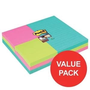Post it Super Sticky Combination Pack 76 x 76mm Notes 6 x Pack of 90