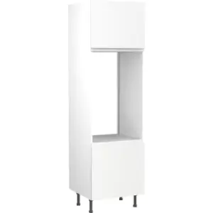 Kitchen Kit Flatpack J-Pull Kitchen Cabinet Tall Oven Unit Super Gloss Double 600mm in White MFC