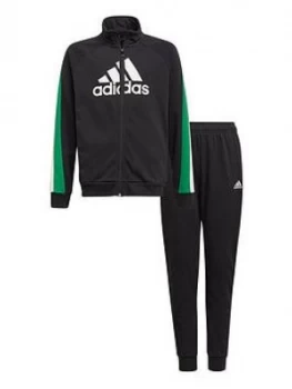 Adidas Boys Badge Of Sport Cotton Tracksuit - Black