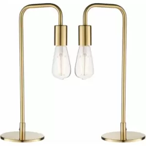 2 pack Modern Hangman Table Lamp Brass Industrial Arm Bedside Desk Light Base
