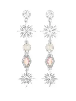 Mood Silver Crystal And Aurora Borealis Celestial Linear Drop Earrings, Silver, Women