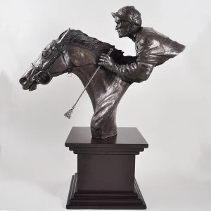 Horse Racing By a Neck by David Geenty Cold Cast Bronze Sculpture