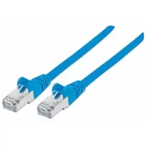 Intellinet Network Patch Cable Cat7 Cable/Cat6A Plugs 15m Blue Copper S/FTP LSOH / LSZH PVC RJ45 Gold Plated Contacts Snagless Booted Lifetime Warrant