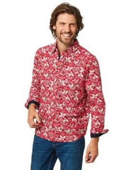 Joe Browns Holly Leaf Shirt - Red , Red, Size 2XL, Men