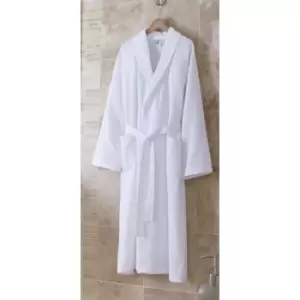Waffle Shawl Collar Bath Robe White 100% Cotton 210gsm - White - Charlotte Thomas