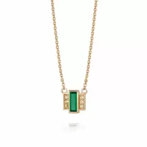 Daisy London 18ct Gold Plate Beloved Green Onyx Baguette Necklace 18ct Gold Plate