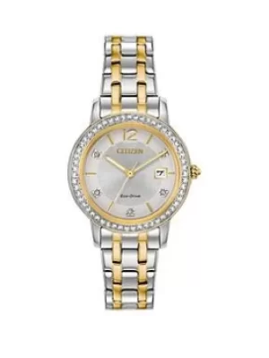 Citizen Eco-Drive Ladies Silhouette 2-Tone Crystal Watch, Two Tone, Women