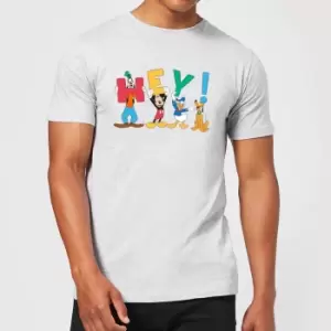Disney Mickey Mouse Hey! Mens T-Shirt - Grey - XS