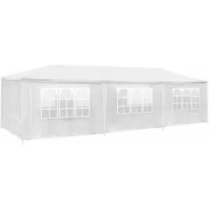 Gazebo 9x3m with 8 side panels - garden gazebo, gazebo with sides, camping gazebo - white - white
