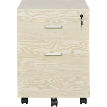 2-Drawer Locking Office Filing Cabinet 5 Wheels Rolling Storage Oak - Vinsetto