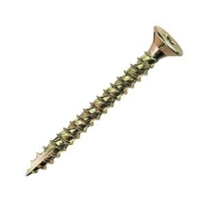 TurboGold Yellow zinc plated Carbon Steel Woodscrews Dia5mm L80mm Pack of 100