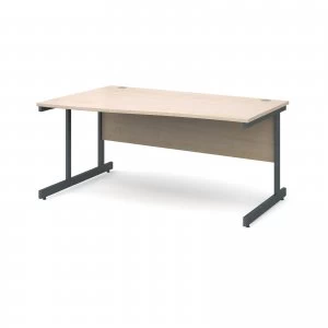 Contract 25 Left Hand Wave Desk 1600mm - Graphite Cantilever Frame ma
