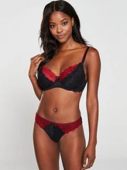 Pour Moi Allure Underwired Bra - Black Red Size 36E, Women