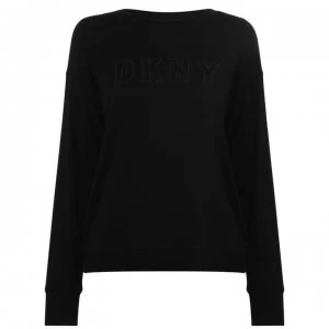 DKNY Core Logo Long Sleeve Top - BLACK-001