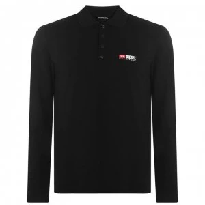 Diesel Long Sleeve Logo Polo Shirt - Black 900