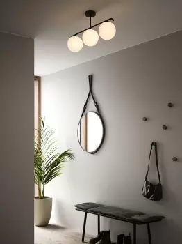 Grant Indoor Bedroom Kitchen Dining Hallway 3 Glass Domes Pendant Ceiling Light in Black (Length) 69.3cm