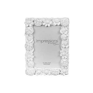 4" x 6" - Impressions White Resin Floral Photo Frame