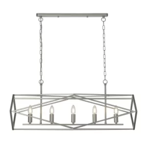 Chassis 5 Light Satin Silver Bar Candle Ceiling Pendant