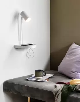 Cody Indoor Living Dining Bedroom Metal Wall Light in White (Diam) 20cm