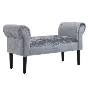 Homcom Crushed Velvet Upholstered Bench Footstool Ice Grey