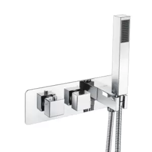 Cube Square Thermostatic Concealed Shower Valve with Handset - 2 Outlet