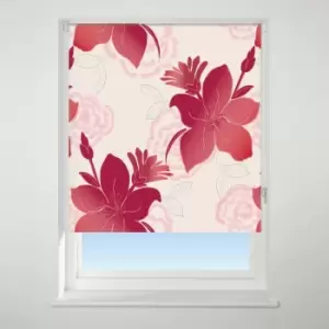 Universal Patterned Lily Red Blackout Roller Blind Red