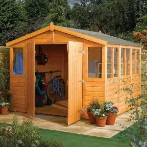 Rowlinson Sheds 9X18 Apex Tongue & Groove Wooden Workshop Honey-Brown