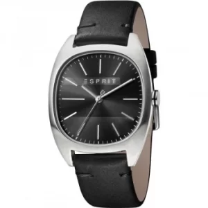 Esprit Infinity Mens Watch featuring a Black Leather Strap and Black Dial