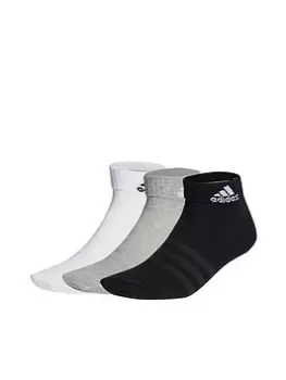 Adidas 3 Pack Ankle Socks - Grey/White