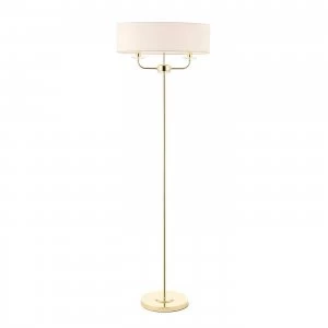 2 Light Floor Lamp Brass, Crystal Glass, E14