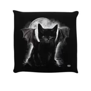 Spiral Bat Cat Filled Cushion (One Size) (Black)