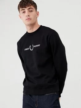 Fred Perry Graphic Sweatshirt - Black, Size XL, Men