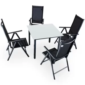 4 Seat Garden Dining Set Bern Anthracite Alu Frosted Glass