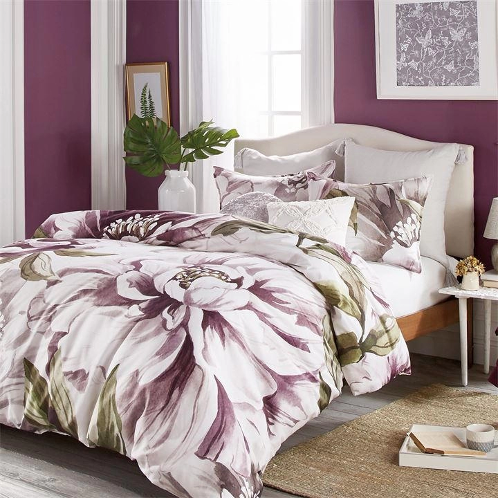 Peri Home Multicoloured Cotton Sateen 220 Thread Count 'Peony Blooms' Duvet Cover - king