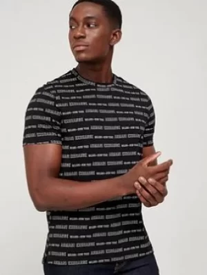 Armani Exchange All Over Logo T-Shirt &ndash; Black, Size L, Men