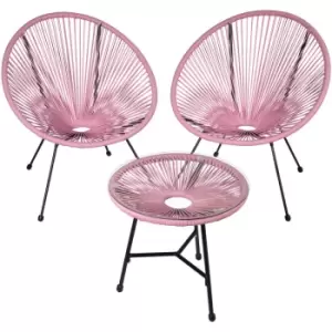 Bistro set Santana 2 Chairs, 1 Table - round table and chairs, glass table and chairs, table and 2 chairs - pink - pink