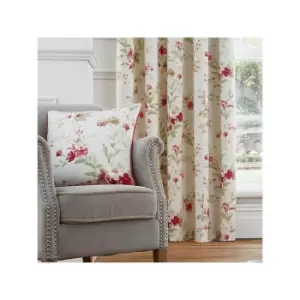 Fusion Jeannie Floral Piped Filled Cushion, Red, 43 x 43 Cm