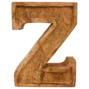Letter Z Hand Carved Wooden Embossed