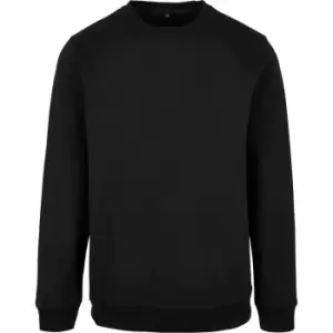 Build Your Brand Mens Basic Crew Neck Sweatshirt (5XL) (Black)