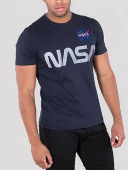 Alpha Industries NASA Reflective T-Shirt - Black, Navy, Size XL, Men