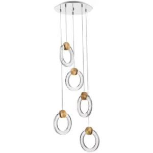 Spring Lighting - Spring Contemporary LED Cluster Pendant Ceiling 5 Light Gold, Glass 3000K