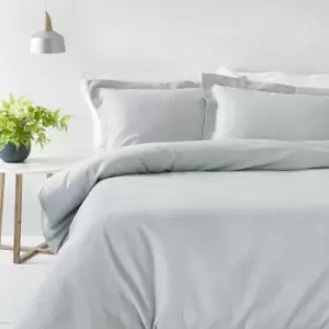 The Linen Yard Waffle King Duvet Cover Set Cotton Silver