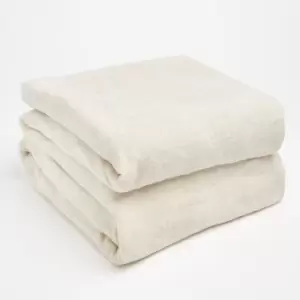 Highams Soft Knitted Fleece Throw Over Blanket Bedspread Cream 150 X 200Cm