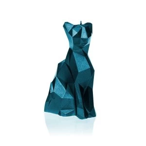 Blue Metallic Low Poly Cat Candle