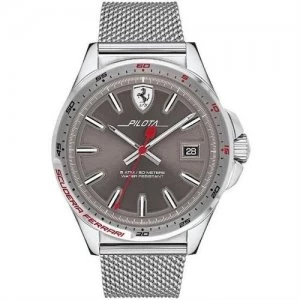 Scuderia Ferrari Mens Pilota Stainless Steel Watch - 0830492