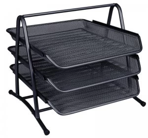 Qconnect 3 Tier Letter Tray Black
