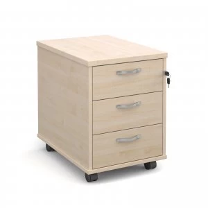 Maestro 25 Mobile 3 Drawer Pedestal With Silver Handles 600mm Deep - Maple